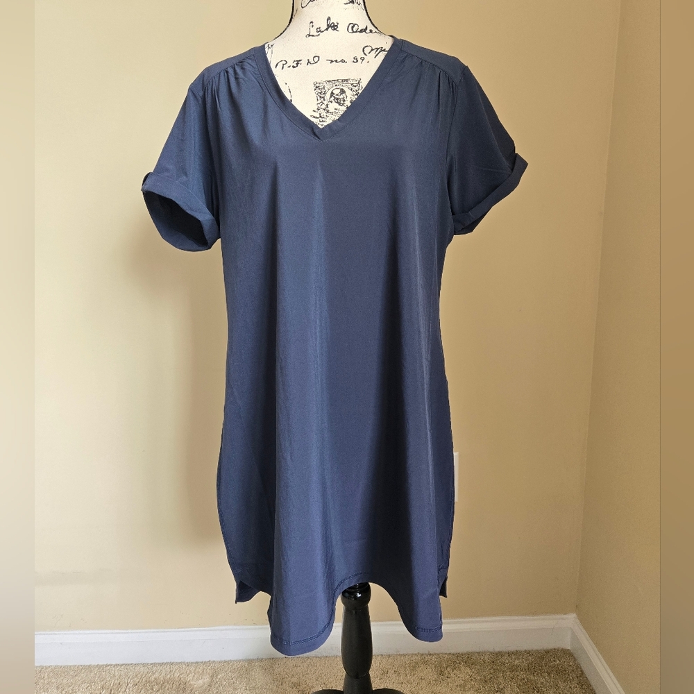 Lole Momentum V Neck Dress Womens L Navy Blue Lightweight